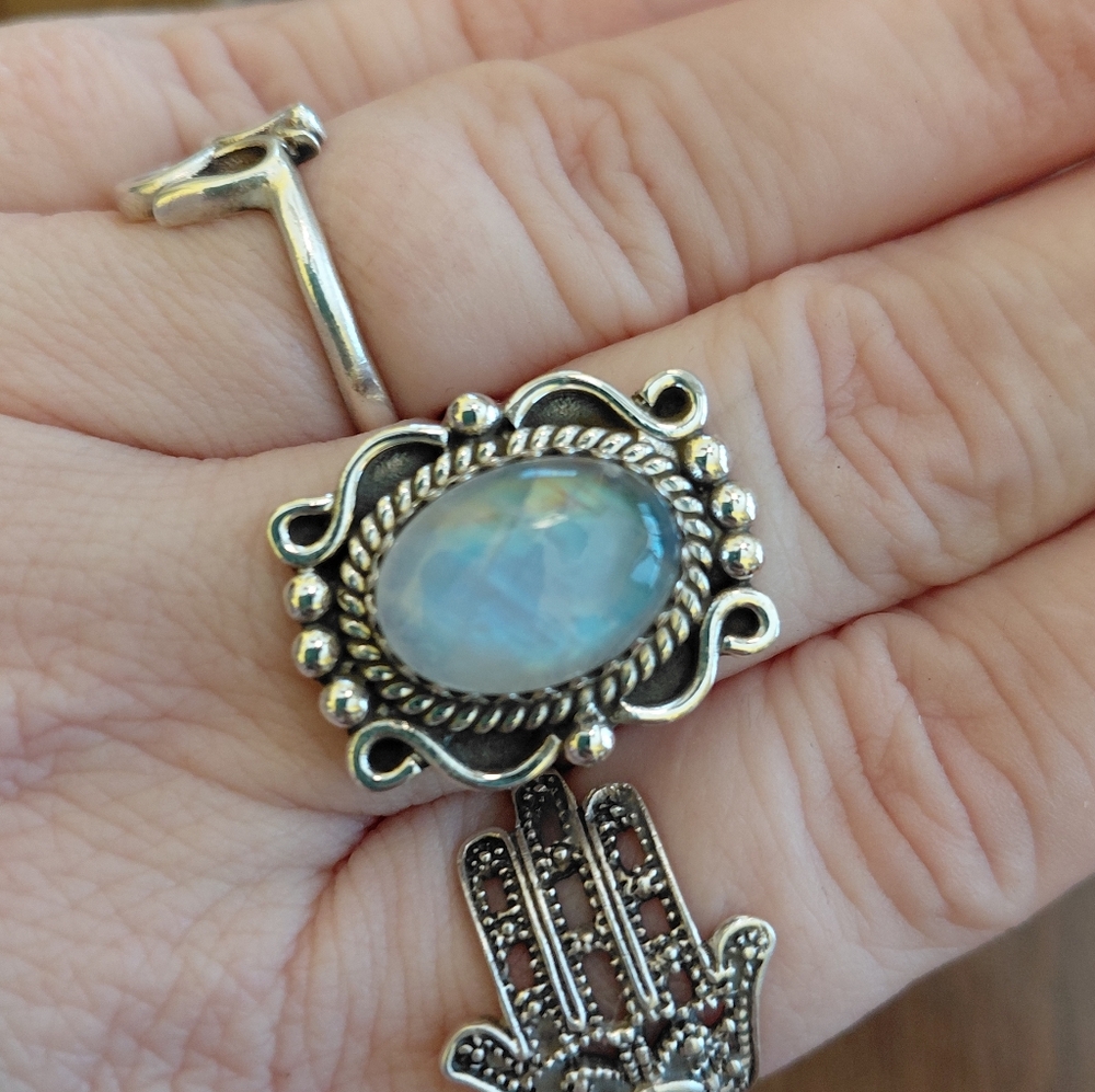 Sterling Silver Moonstone Vintage Style Statement Ring - Picture 5 of 15